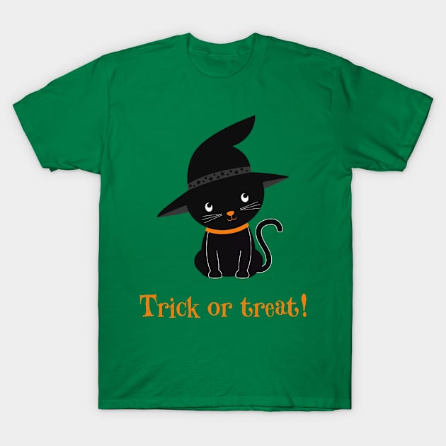 Halloween Trick Or Treat Black Cat T-Shirt by holidaystore